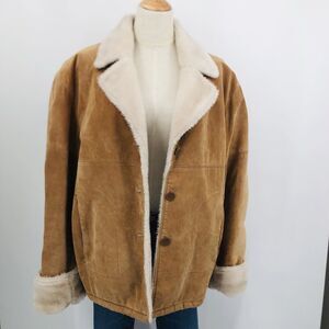 Adler Collection Suede Leather Coat Tan Jacket Vintage Button Women’s Size Large
